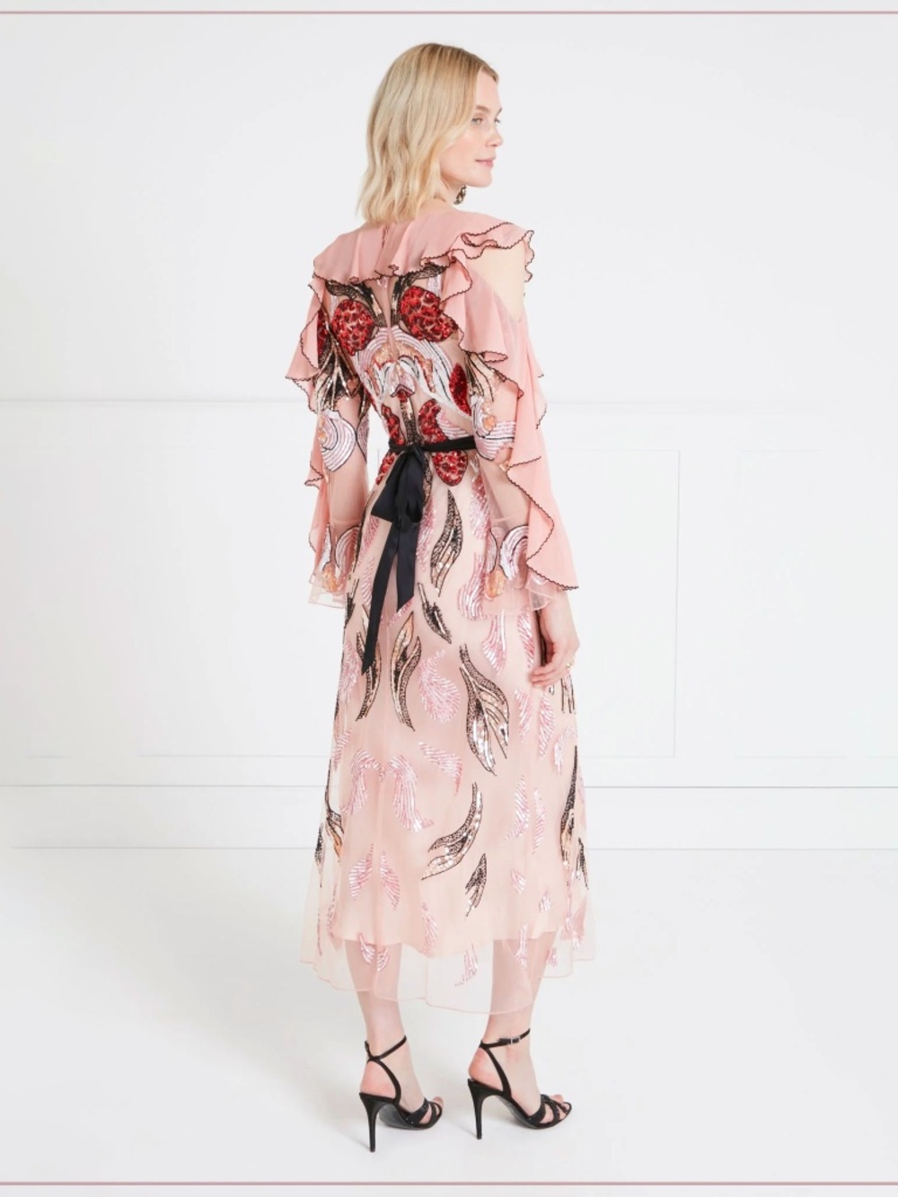 $3910 Temperley London ‘Amaya’ Embellished Rosewater Ruffle Runway Midi Dress - Picture 15 of 15